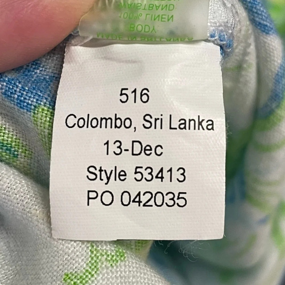 Lilly Pulitzer The Beach Pant Resort White Crystal Coast Blue Green Linen - Picture 10 of 13